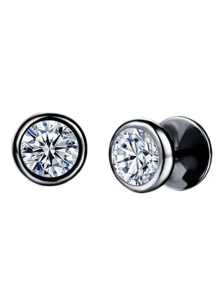 Stainless Steel Cubic Zirconia Studded Earrings 