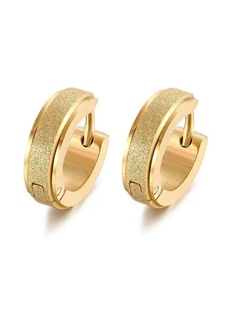 Stainless Steel Mens Womens Hoop Frosted Earrings Hypoallergenic 
