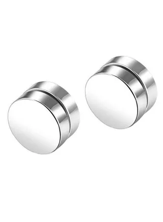 Titanium Steel Round Magnetic Stud Earrings 