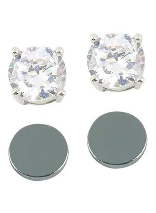 Alloy Crystal Magnet Stud Earrings 