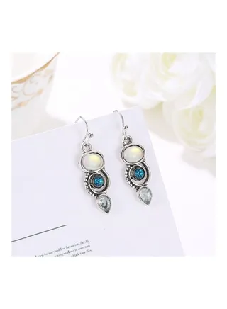 Sea Blue Topaz Colour Drop Earrings 