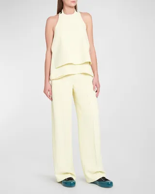 Layered Buckle Halter Top