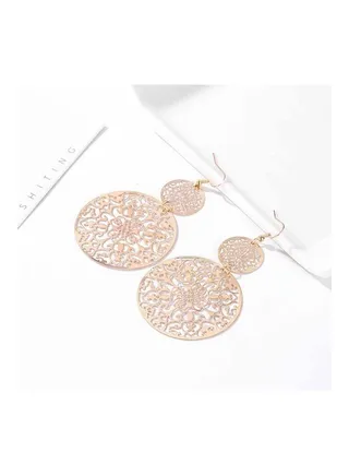 European And American Retro Hollow Disc Frosted Earrings 