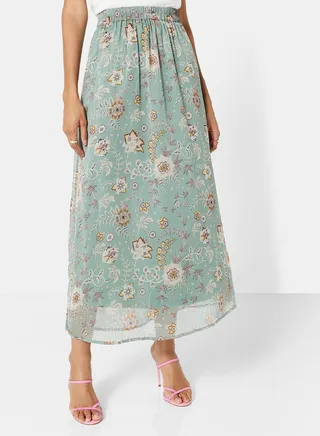 Floral Maxi Skirt Green 