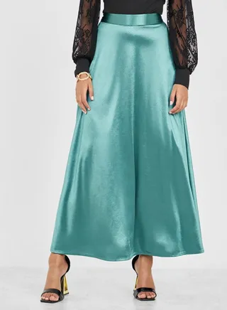 Satin A-Line Maxi Skirt
