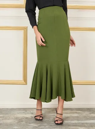 Textured Fit and Flare Maxi Skirt 