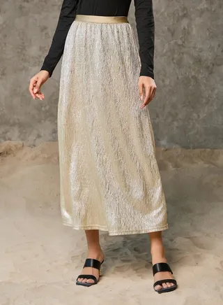 Shimmer Textured A-Line Maxi Skirt 