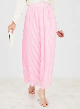 Pleated A-Line Maxi Skirt 