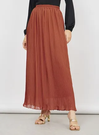 Pleated A-Line Maxi Skirt 