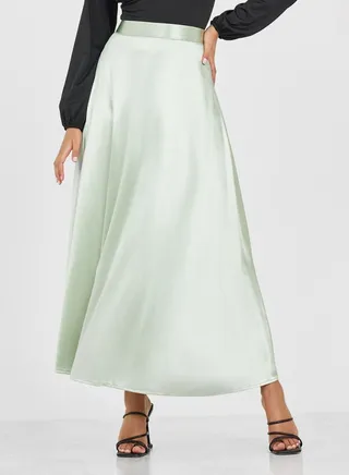 Satin A-Line Maxi Skirt 