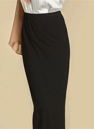 High Waist Solid Color Skirt Black 