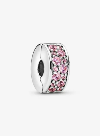 Pandora Moments Women's Sterling Silver Pink Pavé Clip Charm for Bracelet 791817PCZ 