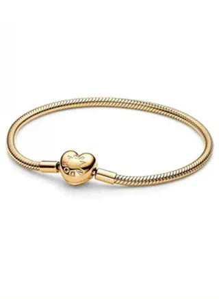 Pandora Moments Classic Women's 14K Copper Silver Alloy Snake Chain Bracelet 563050C00 