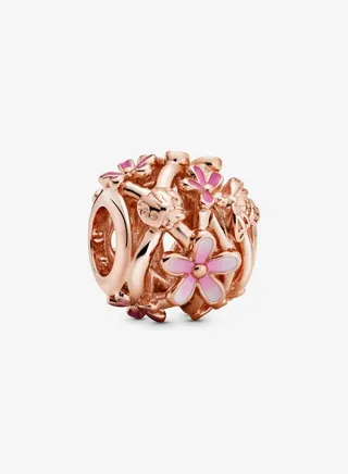 Pandora Moments Daisy Charm 14k Rose Gold Plated with Shaded Pink Enamel 788772C01 