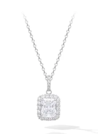 Square Serenity Women's Pendant Necklace with Zirconia Gemstones Gift for Wife Girlfriend Mother 