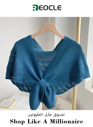Crow's Feet Small Shawl to Wear with Celebrity Style Spring and Summer Cervical Vertebra Protection Knitted Air-conditioned Room Mermaid Shoulder Scarf Fake Collar 