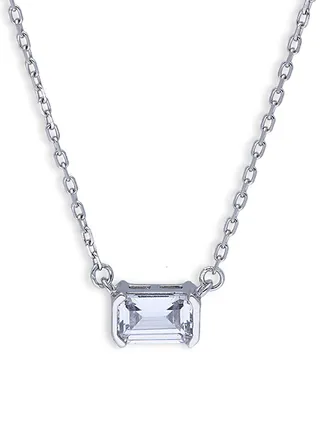 Sterling Silver 925 Solitaire Necklace - FKJNKLSLU6091 