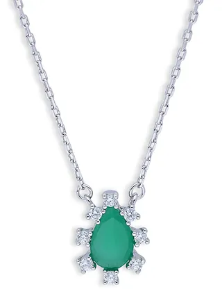 Sterling Silver 925 Pear Shaped Solitaire Necklace - FKJNKLSLU6094 