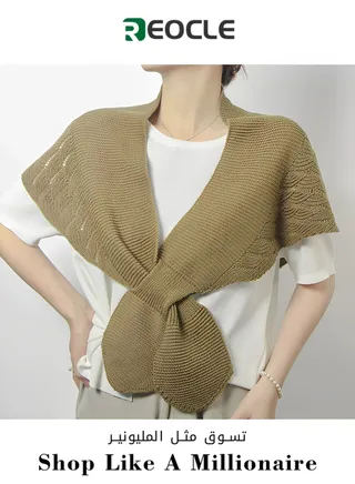 Crow's Feet Small Shawl to Wear with Celebrity Style Spring and Summer Cervical Vertebra Protection Knitted Air-conditioned Room Mermaid Shoulder Scarf Fake Collar 