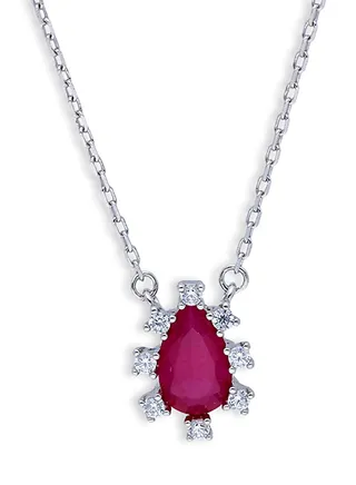 Sterling Silver 925 Pear Shaped Solitaire Necklace - FKJNKLSLU6097 