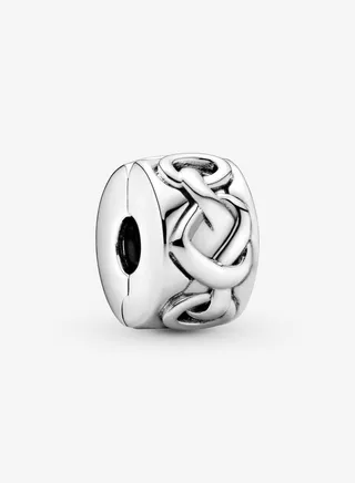 PANDORA Jewelry Knotted Hearts Clip Sterling Silver Charm 
