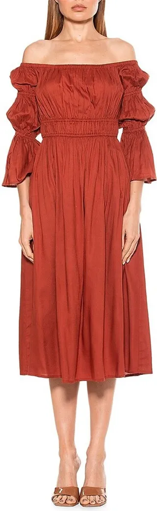 Rey Off-the-Shoulder Midi Dress