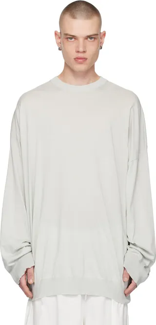 Hed Mayner Gray Crewneck Long Sleeve T-Shirt