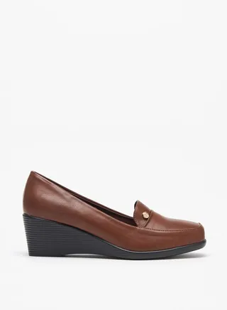 Women's Solid Slip-On Shoes With Wedge Heels 