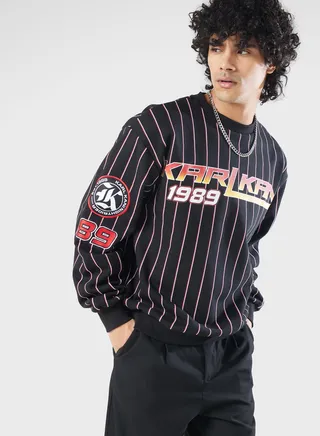 Woven Signature Night Rider Pinstripe Sweatshirt