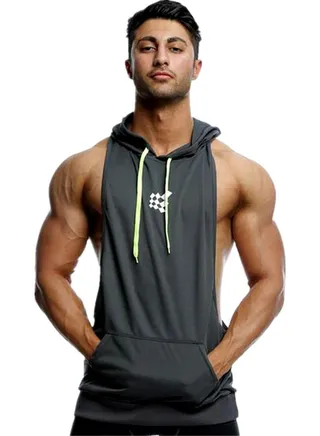 Hooded Neck Training Vest Grey 