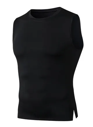 Men Quick Dry Breathable Elastic Vest Black 