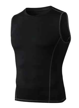 Men Quick Dry Breathable Elastic Vest Black 