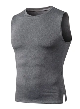 Men Quick Dry Breathable Elastic Vest Grey 