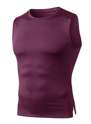 Men Quick Dry Breathable Elastic Vest Burgundy 