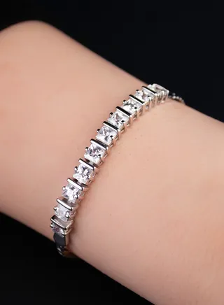 CZ Princess-Cut Half-Tennis Bracelet 