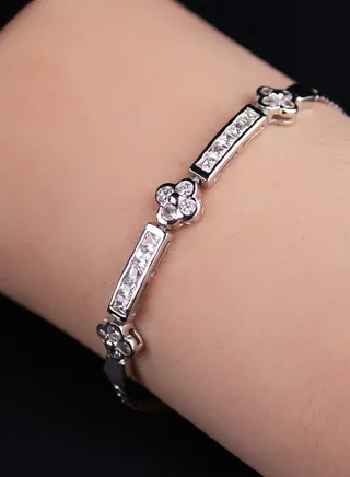Four-leaf Clover CZ Half-Tennis Bracelet 