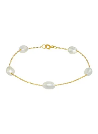 10 Karat Gold With Pearls Bracelet 