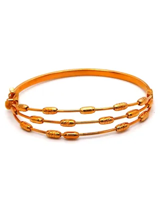 18 Karat Gold Three Stem Bangle 