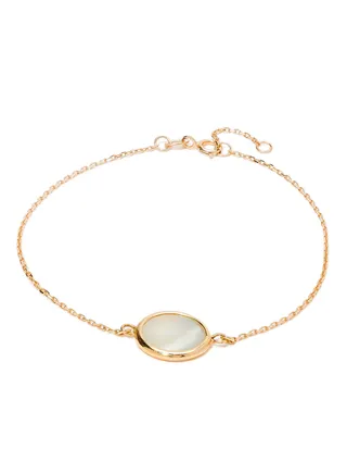 18 Karat Rose Gold Mother Of Pearl Single Stone Bracelet 