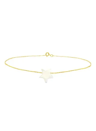 18 Karat Gold Star Shape Mother Of Pearl Bracelet 