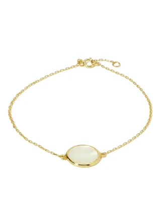 18 Karat Gold Mother Of Pearl Single Stone Bracelet 