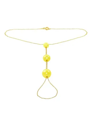 10 Karat Gold Gradual Built-in Pearl Chain Bracelet 