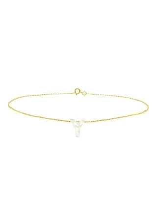 18 Karat Gold Y Mother Of Pearl Charm Bracelet 