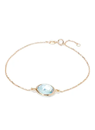 18 Karat Rose Gold Blue Topaz Single Stone Bracelet 