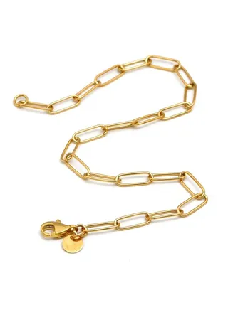 Real Gold Sleek Paper Clip With Dangler Bracelet 
