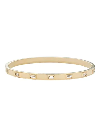 14K Goldplated Sterling Silver and White Topaz Bangle Bracelet for Women One Size 