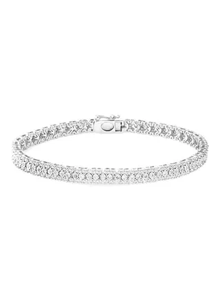 Sterling Silver and Diamond Tennis Bracelet for Women One Size 