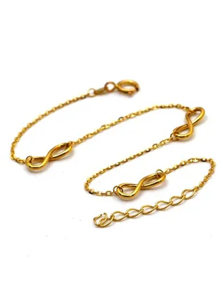 Real Gold 3 Infinity Plain Bracelet Adjustable Size 1774 BR1300 