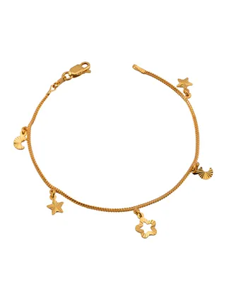 Moon & Stars 22K Gold Bracelet 