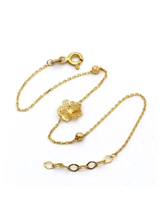 Real Gold Plain Flower Bracelet 0016 BR1448 
